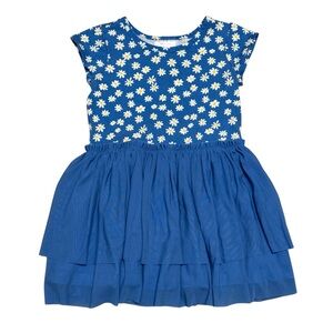 Hanna Andersson size 4 Girls Blue Daisy Dress Tiered Tulle Skirt